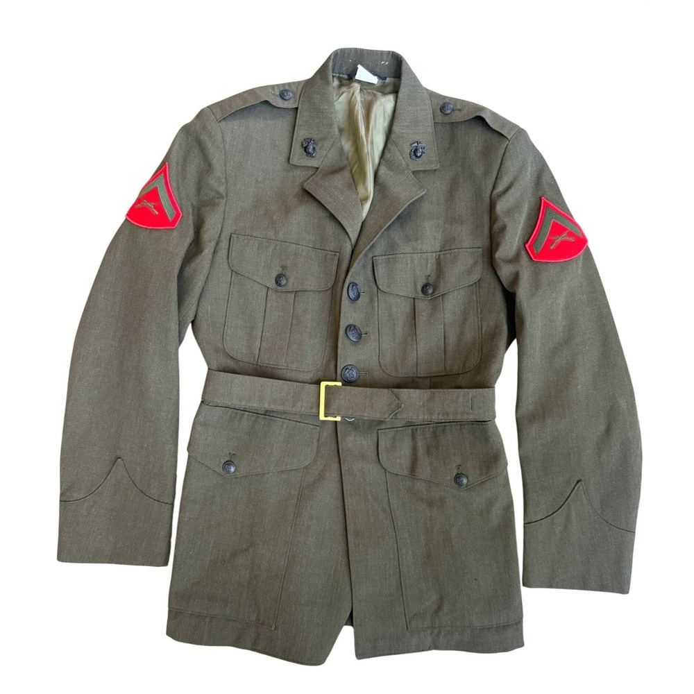 Vintage USMC Marine Corps Service Dress Coat Jacket 42R Patch 1980s Uniform USA